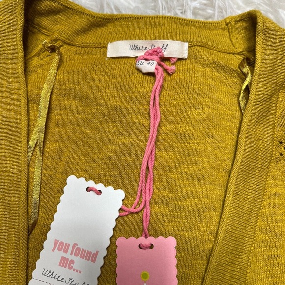 WHITE STUFF ANCHOR MARL WOMENS CARDIGAN MUSTARD YELLOW SWEATER LINEN - Picture 4 of 5
